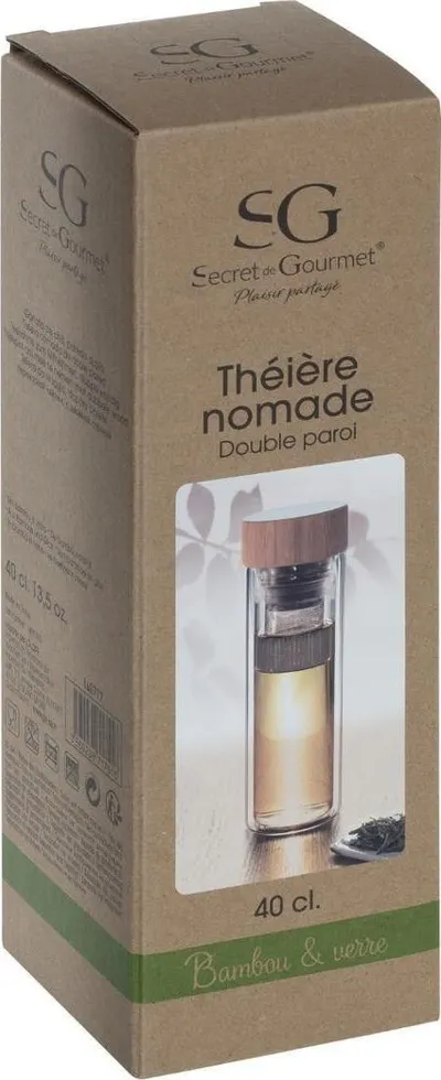 Termus për çaj Secret de Gourmet, 400 ml, filtër inox, xham transparent - 2