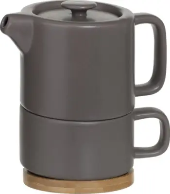 Set gotë me kanë Secret de Gourmet Natural Taupe, qeramikë, 400ml, ngjyrë taupe