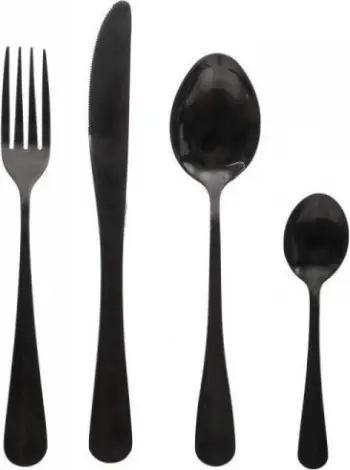 Set takëme Secret de Gourmet Shadow Black, 16 pjesë, çelik inox, të zeza