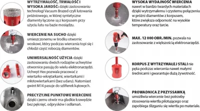 Freza diamant EXPERT 68mm, filetë M14, max 12000 rpm - 2