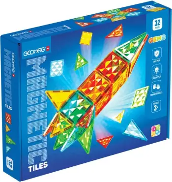 Set pllaka magnetike Geomag Gems Rocket 32, shumëngjyrëshe