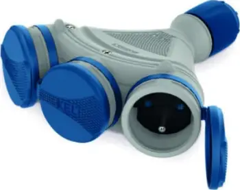 Shpërndarës elektrik KEL GN-X3/54, 3 dalje, 16A 250V IP54, gri blu