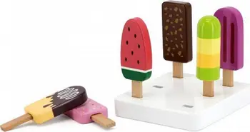 Set lodrash prej druri Viga Toys, 6 akullore me shkop, me qëndrim