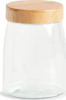 Kavanoz ruajtjeje Zeller, 1400 ml, qelq me kapak bambuje, transparent