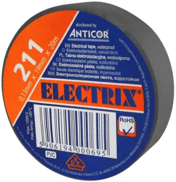 Shirit izolues elektrik Anticor PVC, 19mm, 20m, i hirtë
