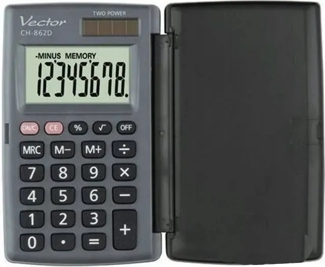 Kalkulator Vector CH-862D, i zi / i hirtë - 1