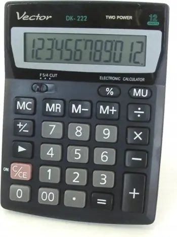 Kalkulator Vector DK-222, ekran 12 shifra, energji diellore dhe bateri, gri