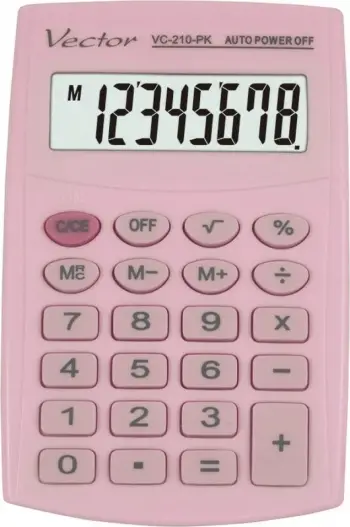 Kalkulator xhepi Kav VC-210 Vector, 8 shifra, me kapak mbrojtës, rozë