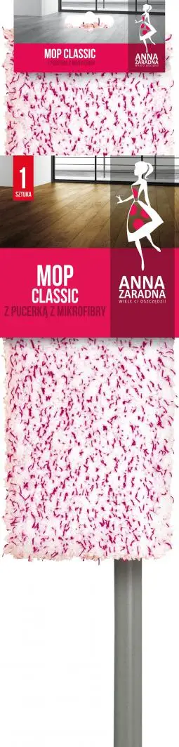 Shtupë me leckë të sheshtë Anna Zaradna, e bardhë/rozë