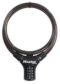 Dry biçiklete MasterLock 8229, kabëll 90cm 12mm, kombinacion, i zi