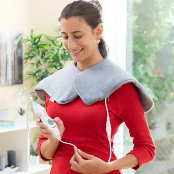 Jastëk elektrik për qafë dhe shpatulla InnovaGoods Sholkad, me ngrohje, mbulesë e butë, gri