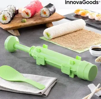 Set për sushi InnovaGoods Suzooka, 3 pjesë, silikon, i bardhë