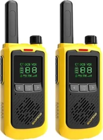 Walkie talkie Baofeng BF T17, set 2 copë, 10 km, i verdhë