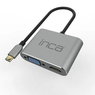 Adapter USB C Inca ITPC 06TX, 4 në 1, HDMI VGA USB 3.0, 4K, gri - 1