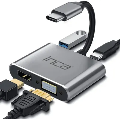 Adapter USB C Inca ITPC 06TX, 4 në 1, HDMI VGA USB 3.0, 4K, gri - 2