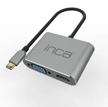 Adapter USB C Inca ITPC 06TX, 4 në 1, HDMI VGA USB 3.0, 4K, gri