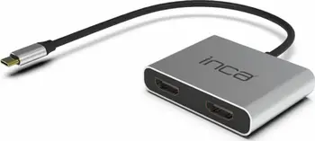Adapter USB C Inca ITPC-4, 2x HDMI 4K 30Hz, USB A, USB C, gri