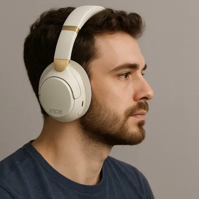 Kufje Bluetooth Inca IBK-503B, mono, Bluetooth 5.3, USB C, të bardha - 2
