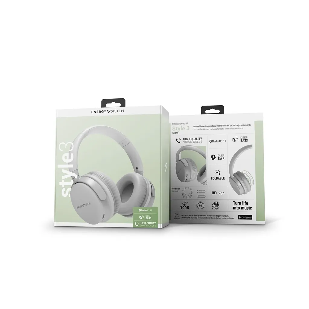 Kufje Bluetooth Energy Sistem Style 3, Over-Ear, 25h bateri, të hirta - 5