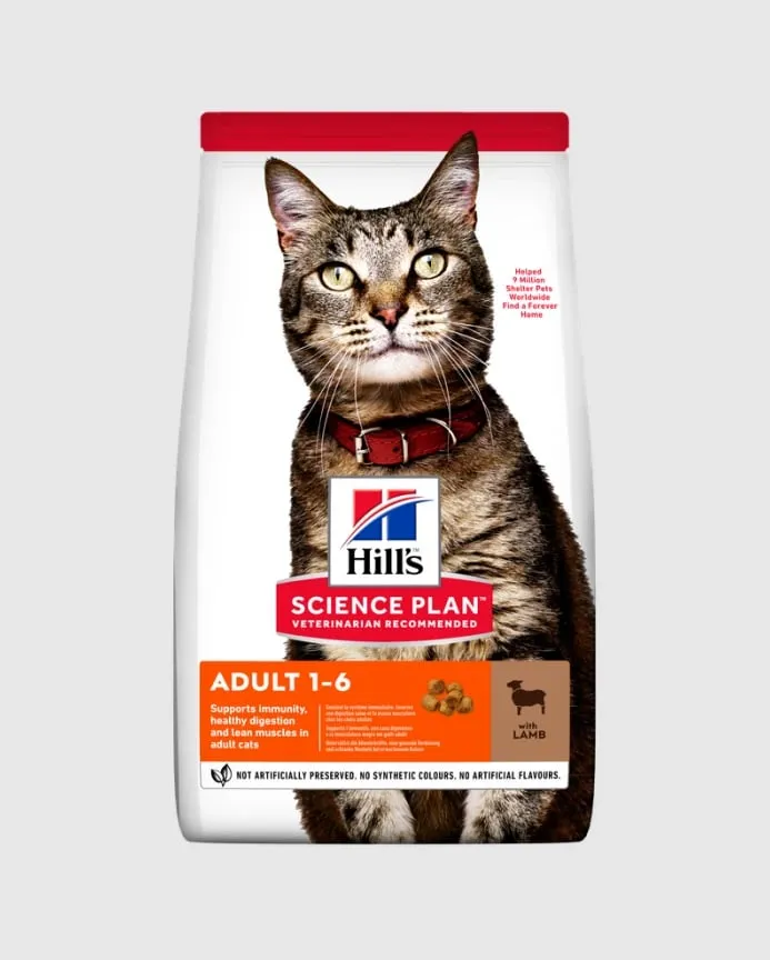 Ushqim për mace të rritur me qingj Hill's Science Plan, 1.5 kg - 1
