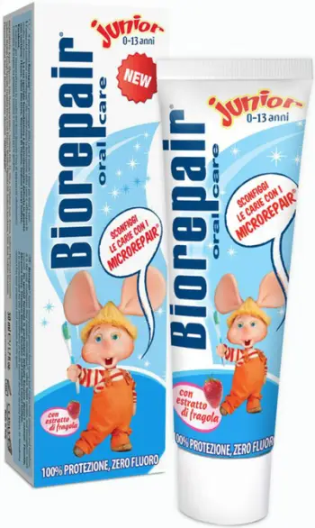 Pastë dhëmbësh me luleshtrydhe BlanX Biorepair Oral Care Junior