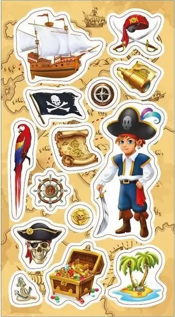 Ngjitëse Ranok Stickers Pirates, set me 10 copë, motiv piratësh, shumëngjyrëshe
