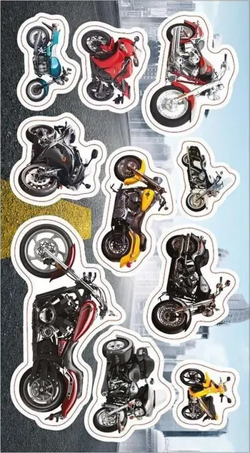 Stikera Ranok Motorcycles, set 10 copë, shumëngjyrëshe
