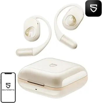 Kufje TWS Soundpeats GoFree2+, Bluetooth 5.3, IPX5, 16.2mm, e bardhë/bezhë