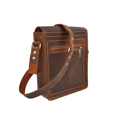 Çantë krahu me stil postier FD Leather, e kaftë - 2