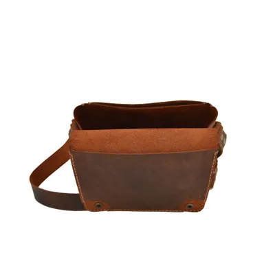 Çantë krahu me stil postier FD Leather, e kaftë - 3