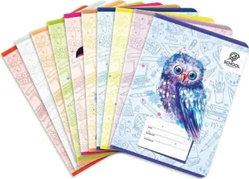 Fletore Elanders A5, 32 fletë, vija të dyfishta, dizajn Puffy Birds, set 10 copë