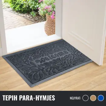 Tepih parahyrjes Nagavci Home Welcome, antirrëshqitës, 45x75 cm, i zi