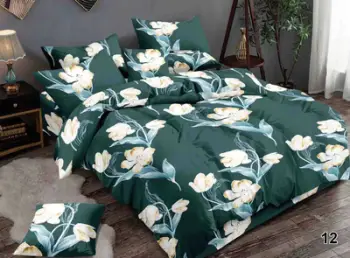 Set çarçafa Nagavci Home CROTON, 200x220cm, e gjelbër/bardhë