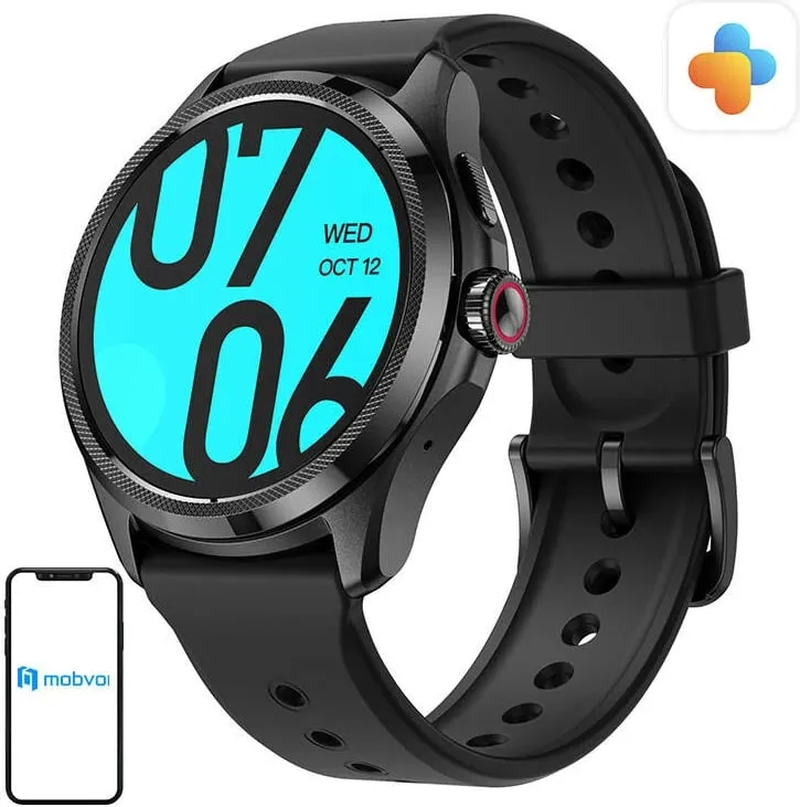 Smartwatch Mobvoi TicWatch Pro 5 GPS Elite Edition, 1.43", 32GB, 2GB RAM, i zi, set me rrip silikoni dhe rrip eco-leather - 1