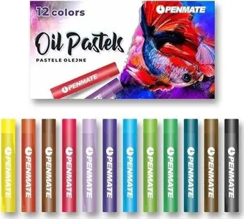 Pastelë vaji Penmate Oil Pastels, set 12 ngjyra, për fëmijë dhe të rritur, shumëngjyrëshe