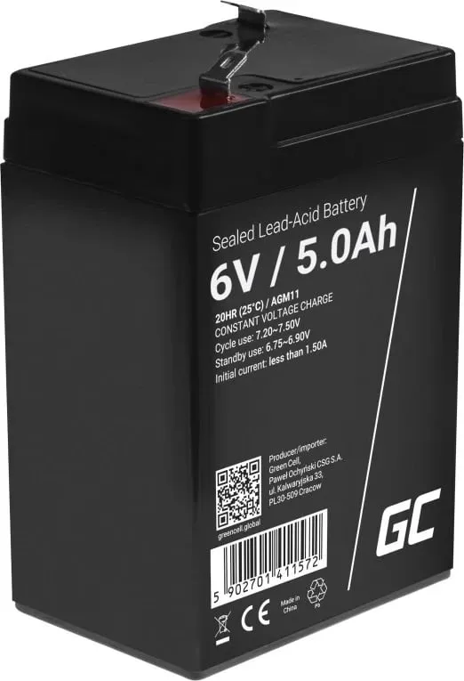 Bateri Green Cell AGM11 për UPS, (VRLA), 6V, 5Ah, e zezë - 2