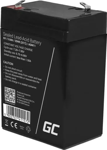 Bateri Green Cell AGM11 për UPS, (VRLA), 6V, 5Ah, e zezë - 4