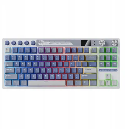Tastierë mekanike Royal Kludge M87 TKL, tri-mode, RGB, switch beige - 1