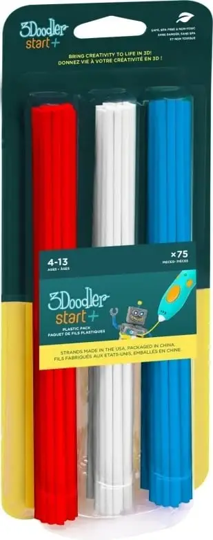 Mbushje plastike 3Doodler Stars and Stripes Eco, për 3Doodler Start+, pa BPA, shumëngjyrëshe