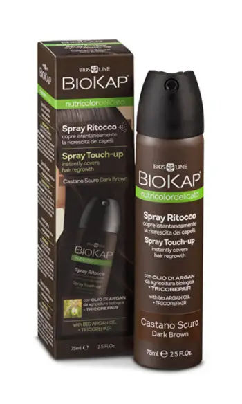 Sprej për flokë Biokap Nutricolor Delicato Spray Touch Up, kafe e errët, 75 ml
