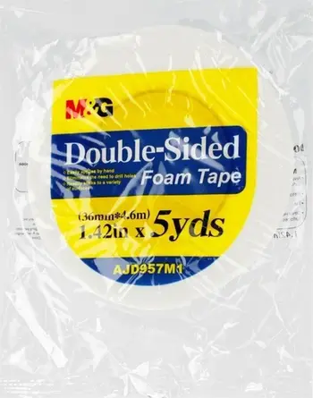 Shirit ngjitës dypalësh me shkumë M&amp;G, 36mm, 5m, i bardhë
