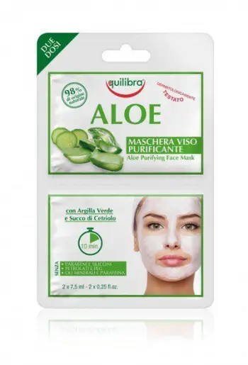 Maskë fytyre Equilibra Aloe Mask, 2x7.5 ml, hidratim dhe qetësim