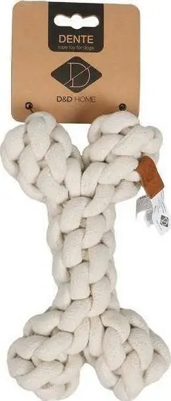 Lodar për qen D&amp;D Rope Dice, 30cm, tekstil, e bardhë