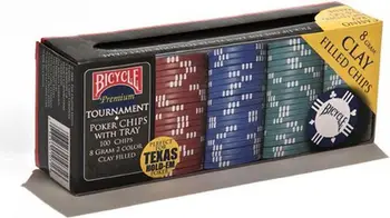 Set çipsash poker Bicycle Poker Chips, 100 copë, shumëngjyrëshe