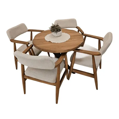 Set tavolinë dhe karrige Donito, 5 pjesë, 90cm, arrë/bezhë - 1