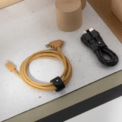 Kabllo USB Native Union Belt Cable Duo, USB C në USB C dhe Lightning, 1.8m, i zi - 4