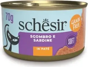 Ushqim i lëngshëm për mace në formë pate, sardine dhe peshk, 70 g