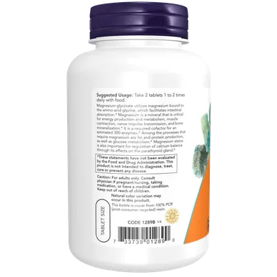 Magnesium Glycinate 2000 mg NOW Foods, 180 tableta - 3