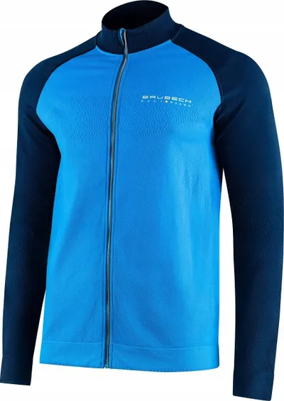 Bluzë sportive termoaktive Athletic LS14080 për burra, me zinxhir, blu jeans - 1