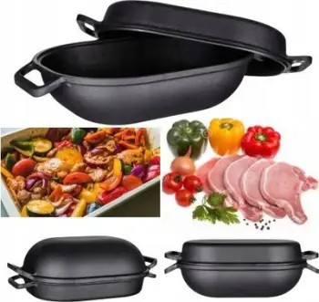 Tavë gize Banquet Double Sided Roaster, 4+3L, për induksion, e zezë